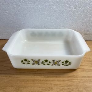 Vintage Fire King Anchor Hocking 8" Square Baking Dish Meadow Green #435 MCM